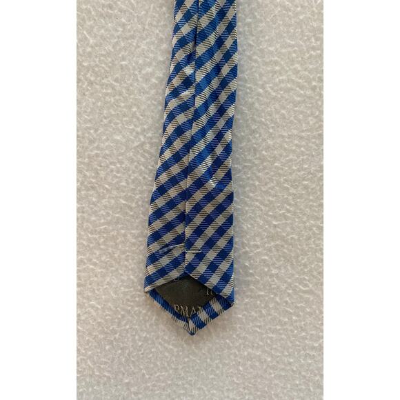 Giorgio Armani Men’s Necktie 100% Silk Blue Check Luxury Made In Italy EUC - Picture 4 of 4